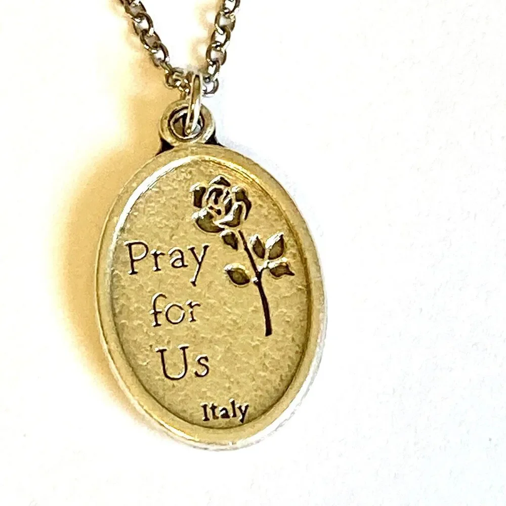 Vintage St Saint Anthony Necklace Medal Catholic 24
